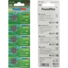 PoundMax 5 Adet CR1632(DL1632) 3V Düğme Pil (Akıllı Ev Aletleri,araba Anahtarları,terazi,uzaktan Kumanda,bilg