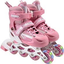 Empressco Pembe Silikon Tekerli Işıklı Ayarlanabilir Paten M 35-38