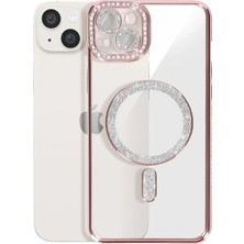 Kuhi Mey Ithalat®   iPhone 15 Kılıf Joke Simli Magneticsafe Kılıf - Pembe