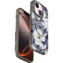 Kuhi Mey Ithalat®  iPhone 15 Plus Flower Series Magsafe Kapak - Gri