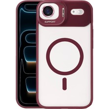 Kuhi Mey Ithalat®   iPhone 17 Air Remim Lensli Magsafe Standlı Kapak - Bordo