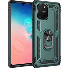 Kuhi Mey Ithalat®  Samsung Galaxy A91 / S10 Lite Kılıf Sofya Yüzüklü Silikon Kapak - Yeşil