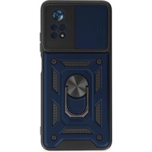 Kuhi Mey Ithalat®   Poco X4 Pro 5g Kılıf Pars Lens Yüzüklü Silikon - Lacivert