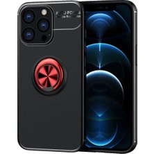Kuhi Mey Ithalat®  iPhone 13 Pro Kılıf Range Yüzüklü Silikon - Siyah-Kırmızı