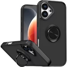 Kuhi Mey Ithalat®   iPhone 17 Montreal Yüzüklü Silikon Kapak - Siyah