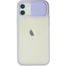 Kuhi Mey Ithalat®  iPhone 12 Kılıf Palm Buzlu Kamera Sürgülü Silikon - Lila