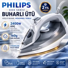 Philips 160 G Şok Buhar 5000 Serisi Buharlı Ütü, 2400W, , Steamglide Plus Taban, DST5010/10