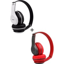 Ruckus Wireless (Çkr) 2 Adet P47 Extra Bass Wireless Bluetooth Kulaklık 5.1 Edr Beyaz Kırmızı
