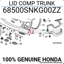 TŞT Honda Civic 2006-2010 Bagaj Kapağı Sedan (Oem No: 68500SNKG00ZZ)