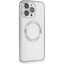 Kuhi Mey Ithalat®  iPhone 15 Pro Max Kılıf Metal Bumper Magneticsafe Kapak - Gri