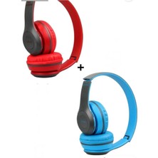 Ruckus Wireless (Çkr) 2 Adet P47 Extra Bass Wireless Bluetooth Kulaklık 5.1 Edr Kırmızı Mavi 2 Adet