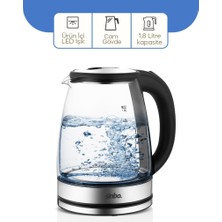 AyrStore Cam - Ledli Kettle 1.8lt Gizli Rezistans - Kablosuz 360 Derece Gövde 1500W SK-8033