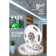 Suled Şerit Led 5 Metre Gün Işığı 3 Çipli Pro Ambiyans Aydınlatma Mutfak Salon Yatak Odası Led Işık