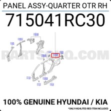 TŞT Hyundai Accent Blue Arka Çamurluk Sağ 2010- (Oem No:  715041RC30)