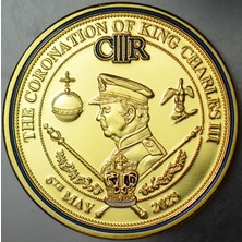 Banknoting Ingiltere Kral Iıı. Charles'ın Taç Giyişi Hatıra Madalyon 6 Mayıs 2023. Kapsülünde 45 mm Renkli Çil.