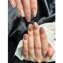 Easy Beauty Medıum Beden Kedi Gözü Kısa Küt Kahverengi 10 Adet Takma Tırnak Seti T020