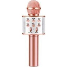 RXP Bluetooth Hoparlör Aux USB Mikro Sd Kart Girişli Rose Gold  Karaoke Mikrofon WS-858