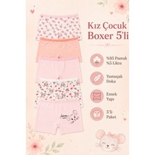 Nicoletta Kız Çocuk Boxer Külot 5 Li Paket Pamuklu Likralı Baskılı