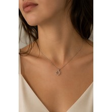 Balenbi Jewelry Kadın Taşlı Halka Figürlü Gümüş Renk Kararmaz Çelik Kolye 1159