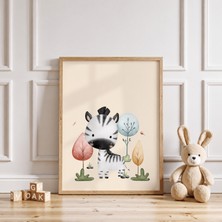 Luxor Pixels (Çerçevesiz) Sevimli Zebra  Çocuk Odası Poster