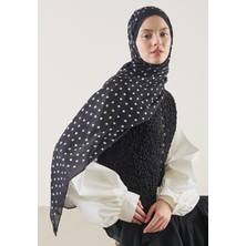 Fresh Scarfs Small Polka Dots Desen Rami Şal Siyah