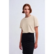 Guaraz Kadın Organik Pamuk Relaxed Fit Yuvarlak Yakalı Premıum T-Shirt