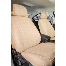 Bar Oto Tuning Toyota Auris Lüks Deri 5li Set Oto Koltuk Kılıfı Bej Exc Seris