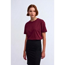 Guaraz Kadın Organik Pamuk Relaxed Fit Yuvarlak Yakalı Premıum T-Shirt