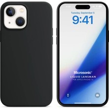 iPhone 15 Uyumlu Kadife Iç Yüzeyli Siyah Silikon Telefon Kılıfı
