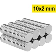 Azrlya 10 Adet 10X2MM Yuvarlak Neodyum Mıknatıs Güçlü Magnet Nikel Kaplamalı ( Lisinya )