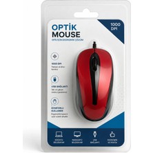 theKAM USB Kablolu Optik Mouse 1000 Dpı Ergonomik Ofis Mouse Bilgisayar Faresi Tak Çalıştır Bordo