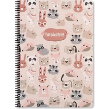 Seyfi Kırtasiye Çizgili 16X22 cm 80 Yaprak Karton Kapak Telli Defter 60 Gram Beyaz Sayfa Animal Friends