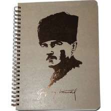 Seyfi Kırtasiye 16,5X22,5 cm 100 Yaprak Kareli Telli Atatürk Sert Karton Kapak Defter 70 gr Krem Renk Kağıt