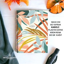 Seyfi Kırtasiye Kareli 16X22 cm 80 Yaprak Plastik Kapak Telli Defter Krem Renk 60 gr Hafif Kağıt