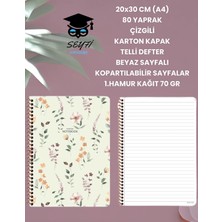 Seyfi Kırtasiye 20X30 cm (A4) 80 Yaprak Çizgili Karton Kapak Telli Defter Beyaz Sayfalı Kopartılabilir Sayfalar