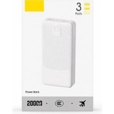 theKAM 20.000 Mah Powerbank 3 Portlu Taşınabilir Hızlı Şarj Cihazı USB Type-C Uyumlu Siyah/beyaz Beyaz