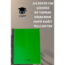 Seyfi Kırtasiye A4 20X30 cm Çizgisiz 60 Yaprak Telli Plastik Kapak Hafif Defter Light Book Krem Renk Kağıt