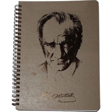 Seyfi Kırtasiye 16,5X22,5 cm 100 Yaprak Kareli Telli Atatürk Sert Karton Kapak Defter 70 gr Krem Renk Kağıt