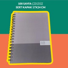 Seyfi Kırtasiye 17X24 cm Çizgisiz 100 Yaprak Plan Sert Kapak Telli Defter 60 gr Beyaz Sayfa