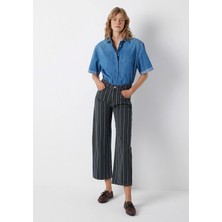 Mavi Genova Mavi Edition Kadın Çizgili Jean Pantolon %100 Pamuk Baggy Fit Model 1021023-A4202