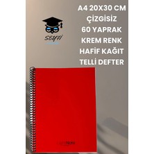 Seyfi Kırtasiye A4 20X30 cm Çizgisiz 60 Yaprak Telli Plastik Kapak Hafif Defter Light Book Krem Renk Kağıt