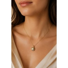 Balenbi Jewelry Taşlı Kalp Uçlu Kararmaz Çelik Kadın Kolye 14K Gold 1163