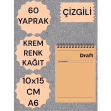 Seyfi Kırtasiye Çizgili 10X15 cm A6 Üstten Açılır Not Defteri Krem Renk Kağıt 60 Yaprak