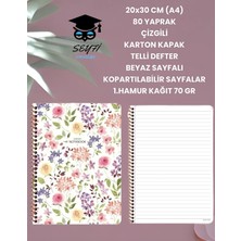 Seyfi Kırtasiye 20X30 cm (A4) 80 Yaprak Çizgili Karton Kapak Telli Defter Beyaz Sayfalı Kopartılabilir Sayfalar