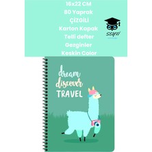 Seyfi Kırtasiye 16X22 cm 80 Yaprak Çizgili Karton Kapak Telli Defter Gezginler Keskin Color