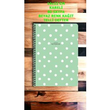 Seyfi Kırtasiye Kareli 16X22 cm 80 Yaprak Plastik Kapak Telli Defter Beyaz Renk Sayfalı Puantiye Desenli