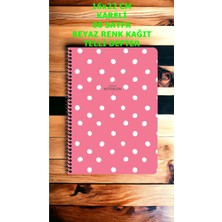 Seyfi Kırtasiye Kareli 16X22 cm 80 Yaprak Plastik Kapak Telli Defter Beyaz Renk Sayfalı Puantiye Desenli