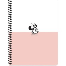 Seyfi Kırtasiye 16X22 cm 80 Yaprak Çizgisiz Telli Karton Kapak Hafif Defter 60 gr Beyaz Kağıt Minnie Mouse