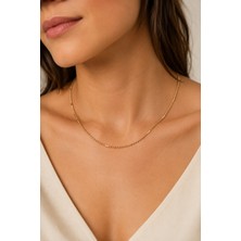 Balenbi Jewelry Minimal Çubuk Detaylı Ince Zincir Kararmaz Çelik Kadın Kolye 14K Gold 1165