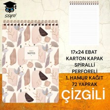 Seyfi Kırtasiye 17X24 cm Çizgili 72 Yaprak Üstten Açılır Karton Kapak Telli Defter Beyaz Sayfa 1.hamur Kağıt Perfore